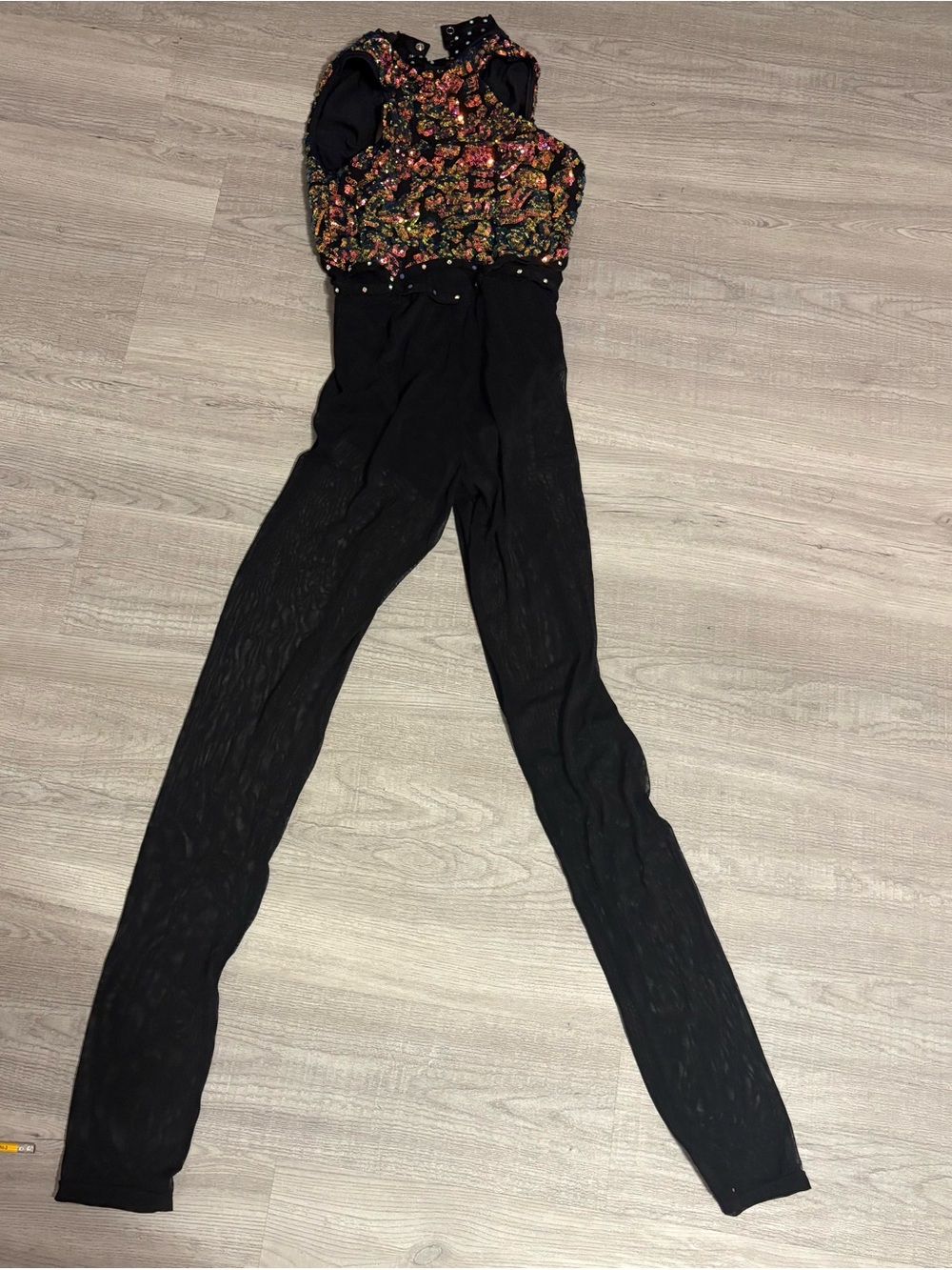 Black Jumpsuit with Floral Sequin Bodice
